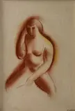 Nu féminin by Charles Biederman, Sanguine et pastel sur papier, sold Jul 2025