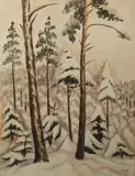 Les sapins enneigés by Ben Silbert, Aquarelle, sold Mar 2018