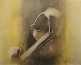 Composition abstraite à dominante jaune by Augustin-François Archiguille, Toile signée en bas à droite, sold Mar 2018