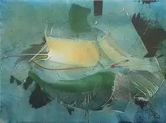 Composition abstraite à dominante verte by Augustin-François Archiguille, Toile signée en bas à droite, sold Mar 2018