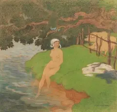 La Baigneuse by Fernad Fau, Pastel, sold Oct 2017