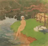 La Baigneuse by Fernad Fau, Pastel, sold Oct 2017