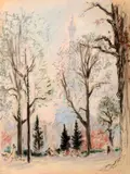 La Tour Eiffel by André Hambourg, Aquarelle, encre et gouache, sold Oct 2017
