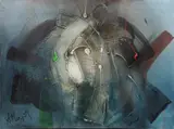 Composition abstraite à dominante bleue by Augustin-François Archiguille, Toile signée en bas à gauche, sold Jul 2017