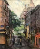 Ruelle de Montmartre by Georges Berger, Pastel signé en bas à droite, sold Dec 2025