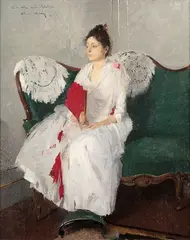 Portrait d'Adeline Martin, la soeur de l'artiste by Henri Martin, Toile et châssis d'origine, sold Dec 2025