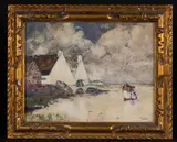 Les maisons blanches, Bretagne by Ernest-Pierre Guerin, Aquarelle signée, sold Dec 2025