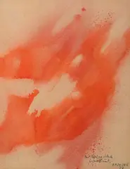 Composition rouge by Jean René Bazaine, 1977, Aquarelle sur papier, sold Dec 2025