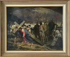 Montée au calvaire by Ferdinand Roybet, Panneau, sold Nov 2025