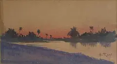 Rivage au couchant by Alphonse Rey, Aquarelle sur papier signée en bas à droite, sold Dec 2025