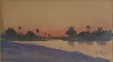 Rivage au couchant by Alphonse Rey, Aquarelle sur papier signée en bas à droite, sold Dec 2025