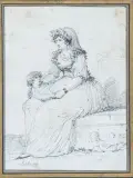 Femme assise tenant son enfant by Louis Lafitte, Crayon noir, sold Nov 2025