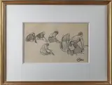 Études de bretonnes by Mathurin Méheut, Crayon noir, sold Nov 2025