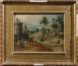 Le départ du fils prodigue by Abel Grimmer, Panneau de chêne, une planche, non parqueté, sold Nov 2025