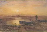 Étang à la barque au crépuscule by François-Auguste Ravier, Aquarelle, sold Nov 2025