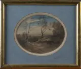 Campagne aux deux arbres by François-Auguste Ravier, Aquarelle, sold Nov 2025