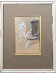 La lingère by Émile Noirot, Aquarelle et gouache sur papier, sold Nov 2025