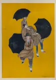 Parapluie Revel, les trois personnages de face, souriant by Leonetto Cappiello, vers 1925, Gouache, aquarelle, encre, fusain et mine de plomb, sold Nov 2025
