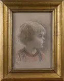 Portrait d'Hubert Thiollier-Samaran (1938-1983) de profil by Emma Thiollier, 1941, Pastel, sold Nov 2025
