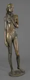 Jeune fille debout, le bras gauche replié by Heinz Schwarz, Bronze à patine brun vert, sold Nov 2025