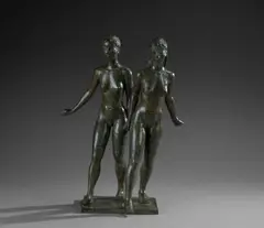 Zoé et Sidonie by Jacques Coquillay, Épreuve en bronze à patine verte, sold Nov 2025