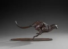 Guépard au galop by Hadrien David, 2016, Épreuve en bronze à patine brune chocolat, sold Nov 2025