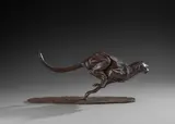 Guépard au galop by Hadrien David, 2016, Épreuve en bronze à patine brune chocolat, sold Nov 2025