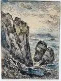 Paysage marin by Émile Noirot, Fusain et rehauts d'aquarelle signé en bas à droite et daté, sold Nov 2025