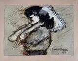 Étude de femme by Maurice Henri Hensel, 1914, Fusain avec rehauts de gouache, sold Nov 2025