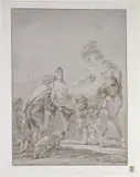 Bohémien demandant l'aumône by Francesco Casanova, Plume et encre noire sur traits de crayon noir, lavis brun, sold Nov 2025