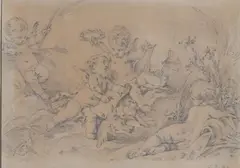 Allégorie de la Poésie by François Boucher, Crayon noir, sold Nov 2025