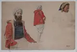 Études d'orientaux by François Hippolyte Lalaisse, Aquarelle sur traits de crayon noir, sold Nov 2025
