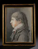 Portrait d'homme de profil en buste by Edmond Cain, Crayon noir et sanguine, sold Nov 2025