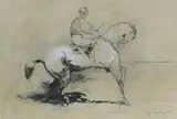 Le jockey by Antoine de La Boulaye, Gouache, plume et encre noire, sold Nov 2025