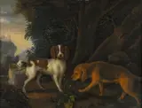 Deux chiens de chasse by Adriaen Cornelisz Beeldemaker, Toile marouflée sur panneau, sold Nov 2025