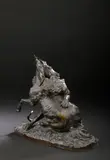 Cheval attaquée par une lionne by Christopher Fratin, Bronze à patine brune, sold Nov 2025