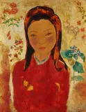 Jeune fille d’Hanoi by Alix Aymé, Panneau en laque à fond or et rehauts de polychromie, représentant une jeune fille vietnam, sold Jun 2024