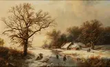 Les patineurs by Willem Bodemann, Panneau, une planche, non parqueté, sold Apr 2024