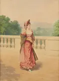 Elégante devant une balustrade by Charles Joshua Chaplin, Aquarelle sur papier, sold Mar 2024