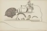 Elégante et ses chiens en voiture by Georges Lepape, 1935, Plume, encre de Chine, aquarelle et crayon sur papier, sold Mar 2024