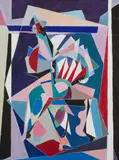 Le joueur d'accordéon by Michel Moreno, 1989, Gouache sur papier, sold Mar 2024
