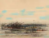 Paysage by Jean Carzou, 1958, Aquarelle gouachée et encre, sold Apr 2025
