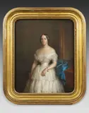 Portrait de femme à la robe blanche by Antoine-Julien Alizard, Pastel, sold Mar 2025