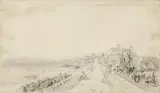 Cannes : le golfe de la Napoule et le boulevard Malakoff vus de la jetée by Isidore Laurent Deroy, Crayon noir, sold Mar 2025
