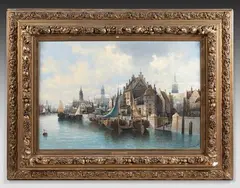 Vue du Canal de Kiel by August von Siegen, Toile, sold Mar 2025