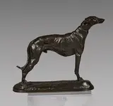 Chien lévrier Modèle créé en 1886 ; édition par le fondeur et éditeur More jusqu'en 1910 by Emmanuel Frémiet, Bronze à patine brune, sold Mar 2025