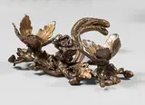 Bougeoir à main à décor de salamandre, feuilles de chêne et glands by Christophe Fratin, Bronze à patine brun clair, sold Mar 2025