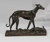 Lévrier au lièvre by Christophe Fratin, Bronze à patine brune, sold Mar 2025