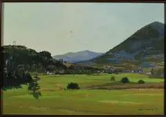 Paysage des Vosges - proche de Belfort by André Lagrange, 1930, Gouache sur carton signé en bas à droite et daté, sold Dec 2024