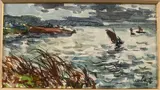 Voilier en mer par temps gris by Fernand Herbo, Aquarelle gouachée, sold Dec 2024